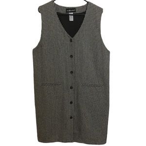 Sag Harbor Wool Blend Houndstooth Print Sleeveless Overcoat